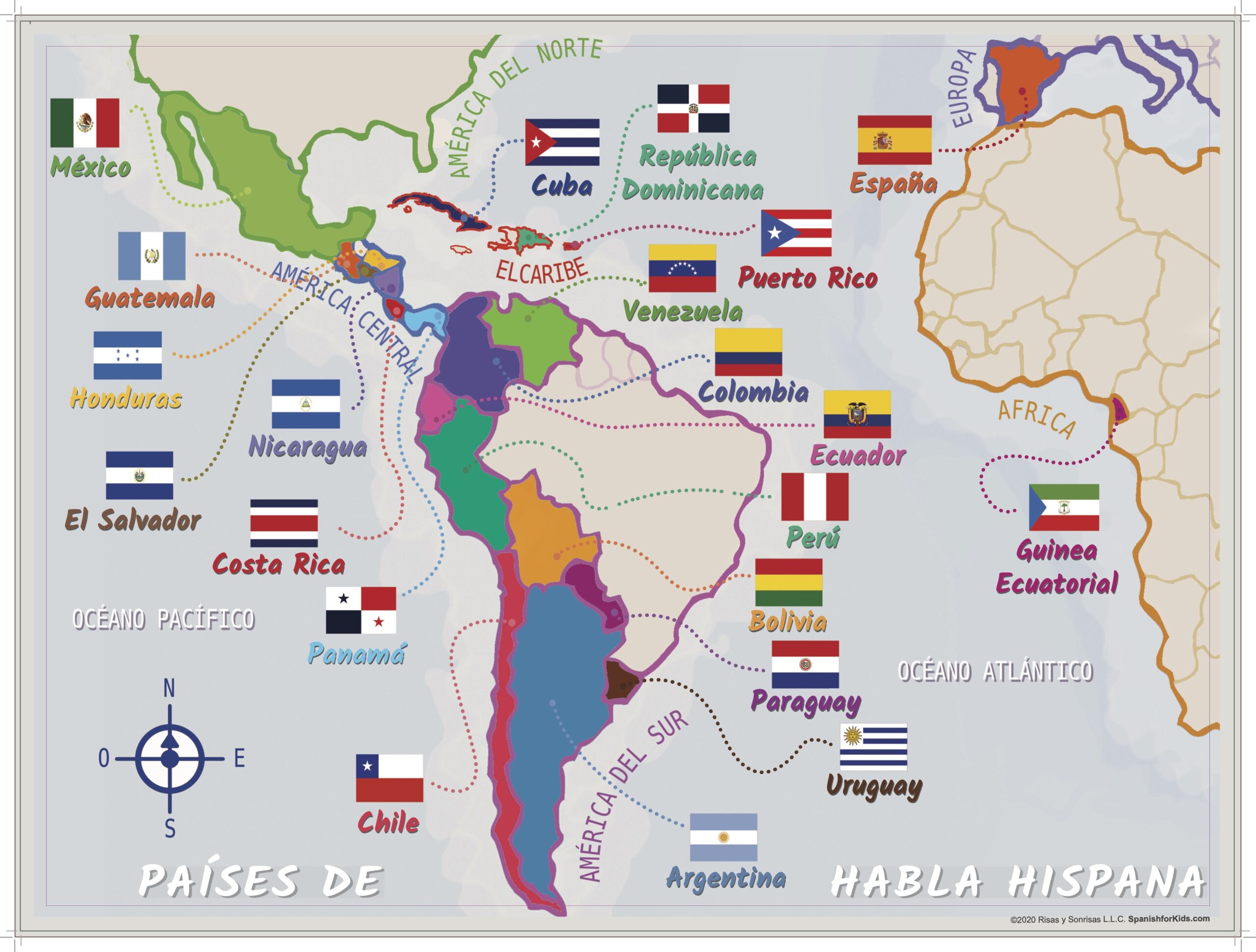 Map highlighting Spanish speaking countries